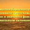 Фамилия Барденштейн: исследование происхождения, истории и значения фамилии с правильным склонением