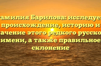 Фамилия Барилова: исследуем происхождение, историю и значение этого редкого русского имени, а также правильное склонение