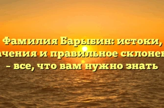 Фамилия Барыбин: истоки, значения и правильное склонение – все, что вам нужно знать Фамилия Барыбин: истоки, значения и правильное склонение – все, что вам нужно знать