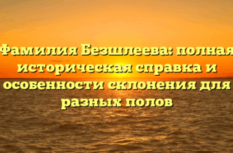 Фамилия Безшлеева: полная историческая справка и особенности склонения для разных полов