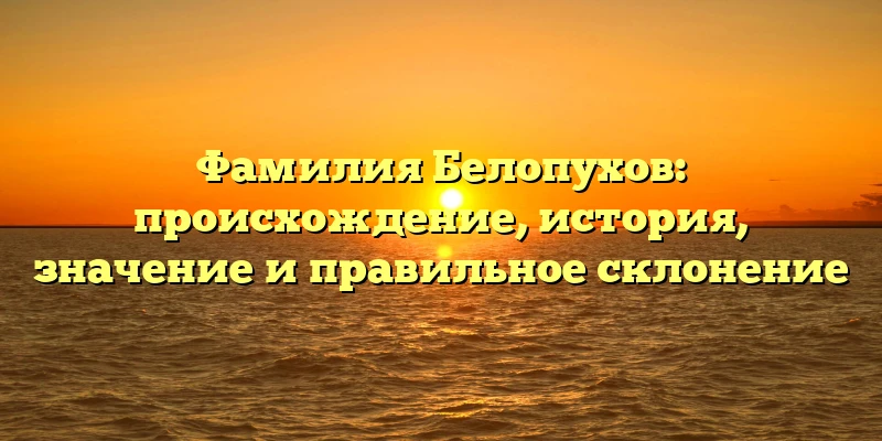 Фамилия Белопухов: происхождение, история, значение и правильное склонение Фамилия Белопухов: происхождение, история, значение и правильное склонение