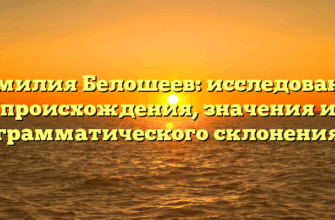 Фамилия Белошеев: исследование происхождения, значения и грамматического склонения