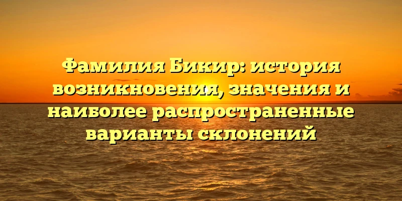 Фамилия Бикир: история возникновения, значения и наиболее распространенные варианты склонений Фамилия Бикир: история возникновения, значения и наиболее распространенные варианты склонений