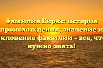 Фамилия Биркс: история происхождения, значение и склонение фамилии – все, что нужно знать! Фамилия Биркс: история происхождения, значение и склонение фамилии – все, что нужно знать!