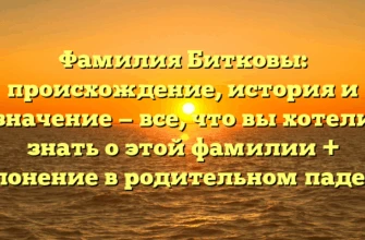 Фамилия Битковы: происхождение, история и значение — все, что вы хотели знать о этой фамилии + склонение в родительном падеже Фамилия Битковы: происхождение, история и значение — все, что вы хотели знать о этой фамилии + склонение в родительном падеже