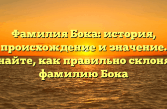 Фамилия Бока: история, происхождение и значение. Узнайте, как правильно склонять фамилию Бока