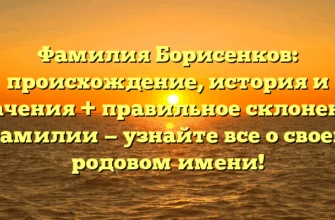 Фамилия Борисенков: происхождение, история и значения + правильное склонение фамилии — узнайте все о своем родовом имени! Фамилия Борисенков: происхождение, история и значения + правильное склонение фамилии — узнайте все о своем родовом имени!