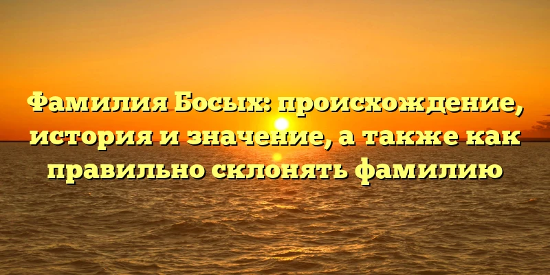 Фамилия Босых: происхождение, история и значение, а также как правильно склонять фамилию Фамилия Босых: происхождение, история и значение, а также как правильно склонять фамилию
