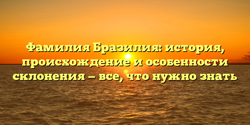 Фамилия Бразилия: история, происхождение и особенности склонения — все, что нужно знать