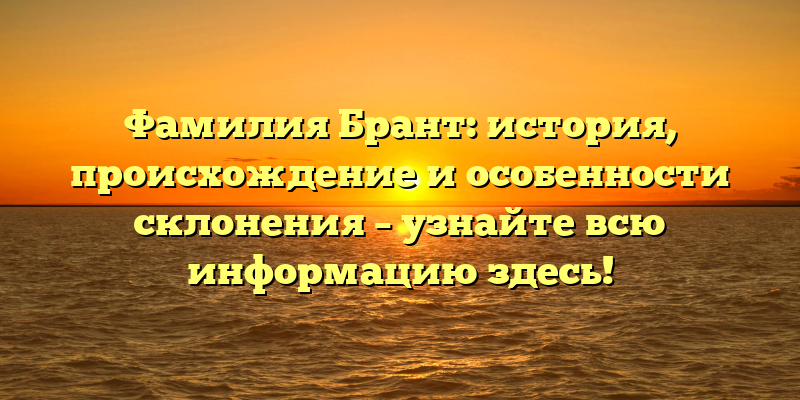 Фамилия Брант: история, происхождение и особенности склонения – узнайте всю информацию здесь!