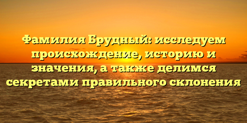 Фамилия Брудный: исследуем происхождение, историю и значения, а также делимся секретами правильного склонения