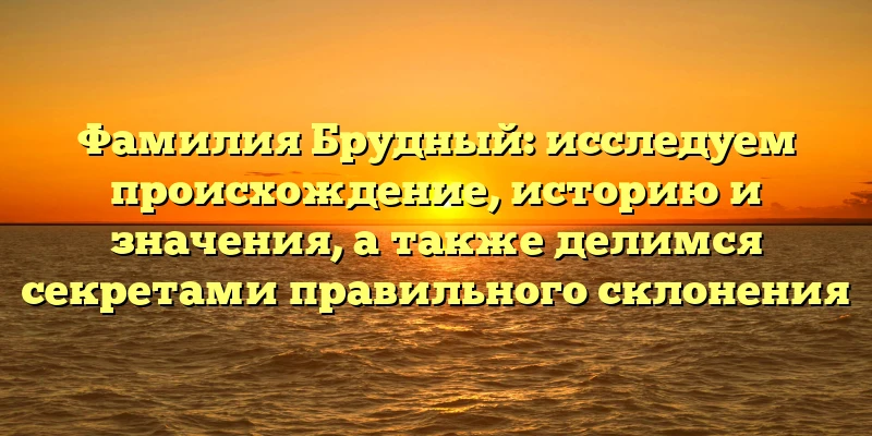 Фамилия Брудный: исследуем происхождение, историю и значения, а также делимся секретами правильного склонения Фамилия Брудный: исследуем происхождение, историю и значения, а также делимся секретами правильного склонения