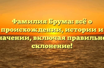 Фамилия Брума: всё о происхождении, истории и значении, включая правильное склонение! Фамилия Брума: всё о происхождении, истории и значении, включая правильное склонение!
