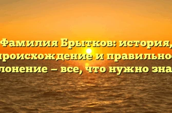 Фамилия Брытков: история, происхождение и правильное склонение — все, что нужно знать! Фамилия Брытков: история, происхождение и правильное склонение — все, что нужно знать!