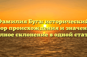 Фамилия Буга: исторический обзор происхождения и значения, полное склонение в одной статье
