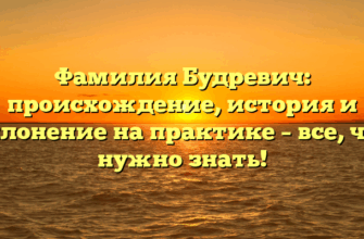 Фамилия Будревич: происхождение, история и склонение на практике – все, что нужно знать!