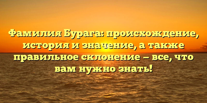 Фамилия Бурага: происхождение, история и значение, а также правильное склонение — все, что вам нужно знать! Фамилия Бурага: происхождение, история и значение, а также правильное склонение — все, что вам нужно знать!
