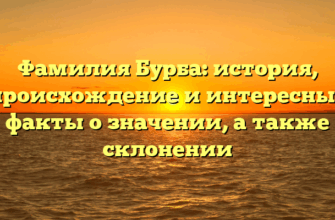 Фамилия Бурба: история, происхождение и интересные факты о значении, а также склонении