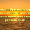 Фамилия Бурик: история, происхождение и значимость этого имени для вашей родословной