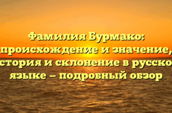 Фамилия Бурмако: происхождение и значение, история и склонение в русском языке — подробный обзор