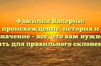 Фамилия Валерии: происхождение, история и значение – все, что вам нужно знать для правильного склонения