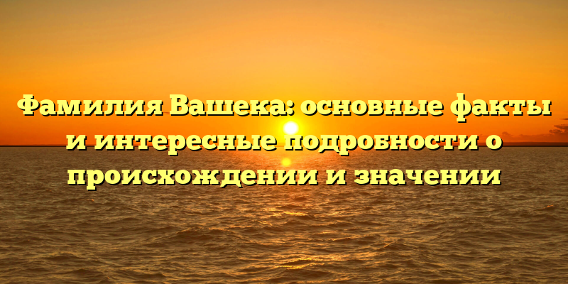 Фамилия Вашека: основные факты и интересные подробности о происхождении и значении