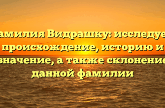 Фамилия Видрашку: исследуем происхождение, историю и значение, а также склонение данной фамилии