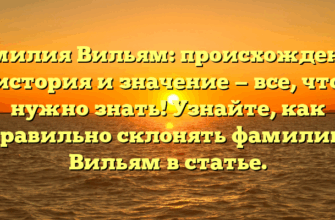 Фамилия Вильям: происхождение, история и значение — все, что нужно знать! Узнайте, как правильно склонять фамилию Вильям в статье.