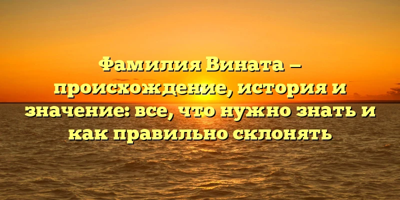 Фамилия Вината — происхождение, история и значение: все, что нужно знать и как правильно склонять Фамилия Вината — происхождение, история и значение: все, что нужно знать и как правильно склонять