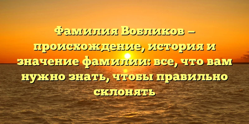 Фамилия Вобликов — происхождение, история и значение фамилии: все, что вам нужно знать, чтобы правильно склонять Фамилия Вобликов — происхождение, история и значение фамилии: все, что вам нужно знать, чтобы правильно склонять