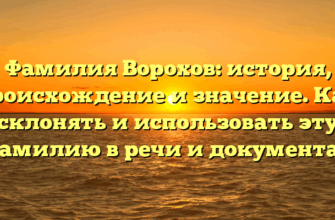 Фамилия Ворохов: история, происхождение и значение. Как склонять и использовать эту фамилию в речи и документах