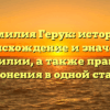 Фамилия Герук: история, происхождение и значение фамилии, а также правила склонения в одной статье