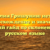 Фамилия Гришунин: история, происхождение и значение, полный гайд по склонению на русском языке