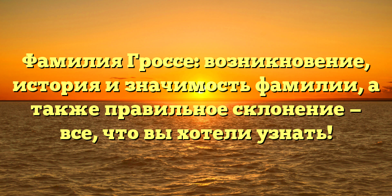 Фамилия Гроссе: возникновение, история и значимость фамилии, а также правильное склонение — все, что вы хотели узнать!