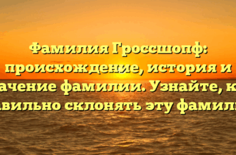 Фамилия Гроссшопф: происхождение, история и значение фамилии. Узнайте, как правильно склонять эту фамилию!