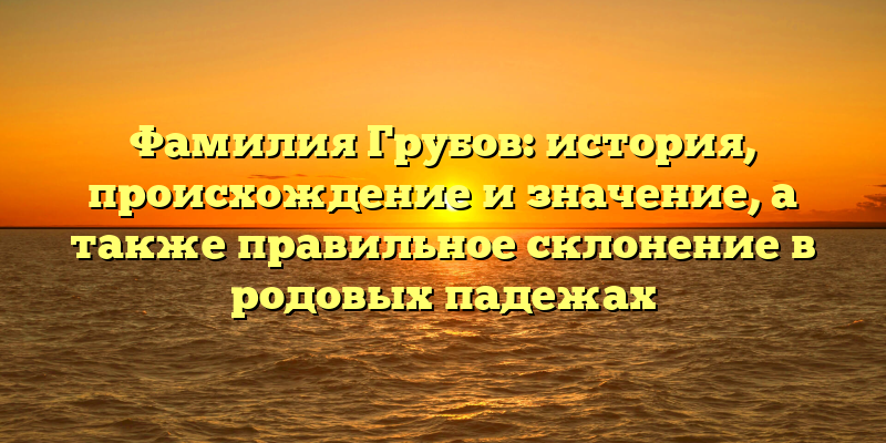 Фамилия Грубов: история, происхождение и значение, а также правильное склонение в родовых падежах