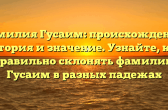 Фамилия Гусаим: происхождение, история и значение. Узнайте, как правильно склонять фамилию Гусаим в разных падежах