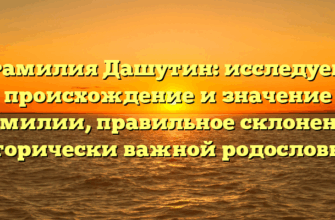 Фамилия Дашутин: исследуем происхождение и значение фамилии, правильное склонение исторически важной родословной