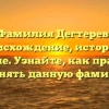 Фамилия Дегтерев: происхождение, история и значение. Узнайте, как правильно склонять данную фамилию!