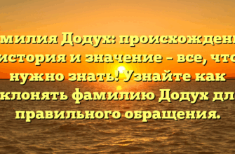Фамилия Додух: происхождение, история и значение – все, что нужно знать! Узнайте как склонять фамилию Додух для правильного обращения.