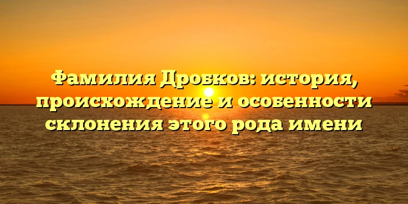 Фамилия Дробков: история, происхождение и особенности склонения этого рода имени Фамилия Дробков: история, происхождение и особенности склонения этого рода имени