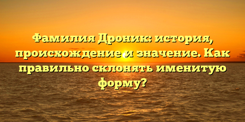 Фамилия Дроник: история, происхождение и значение. Как правильно склонять именитую форму?