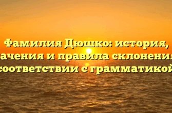 Фамилия Дюшко: история, значения и правила склонения в соответствии с грамматикой Фамилия Дюшко: история, значения и правила склонения в соответствии с грамматикой