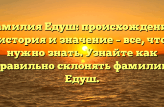 Фамилия Едуш: происхождение, история и значение – все, что нужно знать. Узнайте как правильно склонять фамилию Едуш.