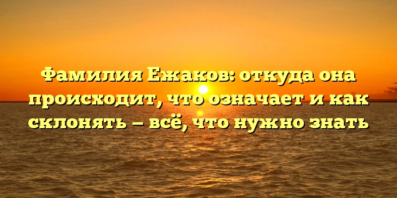 Фамилия Ежаков: откуда она происходит, что означает и как склонять — всё, что нужно знать Фамилия Ежаков: откуда она происходит, что означает и как склонять — всё, что нужно знать