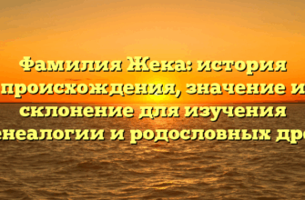 Фамилия Жека: история происхождения, значение и склонение для изучения генеалогии и родословных древ