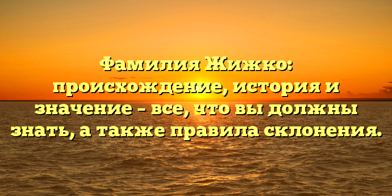 Фамилия Жижко: происхождение, история и значение – все, что вы должны знать, а также правила склонения.