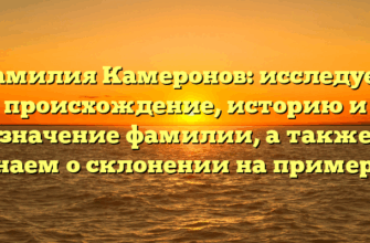 Фамилия Камеронов: исследуем происхождение, историю и значение фамилии, а также узнаем о склонении на примерах