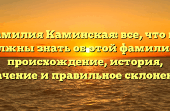 Фамилия Каминская: все, что вы должны знать об этой фамилии — происхождение, история, значение и правильное склонение