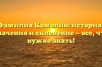 Фамилия Камолин: история, значения и склонение — все, что нужно знать!